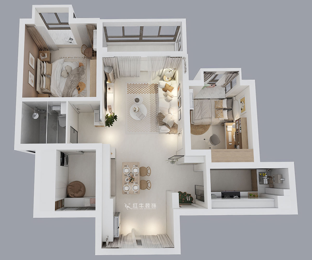 仇美蓉｜弘阳燕江府4-2-1503-93㎡-简约风格｜3室1厅1卫｜老房装修｜定制家｜全包12万｜00_04鸟瞰图